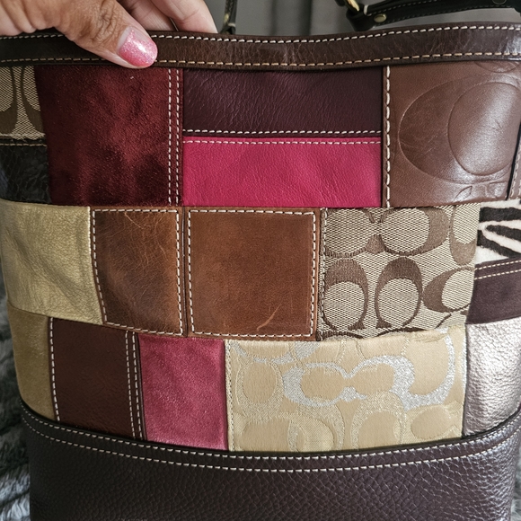 Coach Patchwork Leather Shoulder Bag - Picture 1 of 8